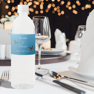 Rótulo De Garrafa De Vinho Monarca Borboletas Azul