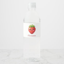 Rótulo De Garrafa De Vinho Monogram cute strawberry kawaii