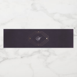 Rótulo De Garrafa De Vinho Monograma Clássico de Caligrafia Púrpura Deco Dour