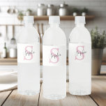 Rótulo De Garrafa De Vinho Monograma de Nome Personalizado Moderno - Rosa<br><div class="desc">Monograma de Nome Personalizado Moderno - Rosa</div>