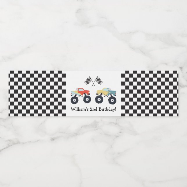 Rótulo De Garrafa De Vinho Monster Truck Party (Rótulo Único)