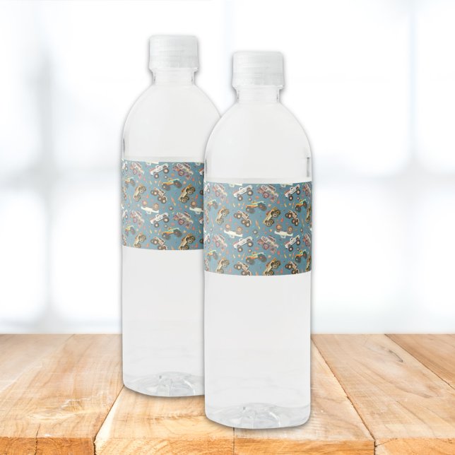 Rótulo De Garrafa De Vinho Monstro Moderno - Carro de Passagem Azul (Criador carregado)