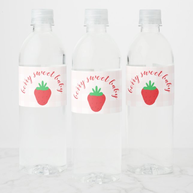 Rótulo De Garrafa De Vinho Morangos Doce Bebê Shower (Garrafas)