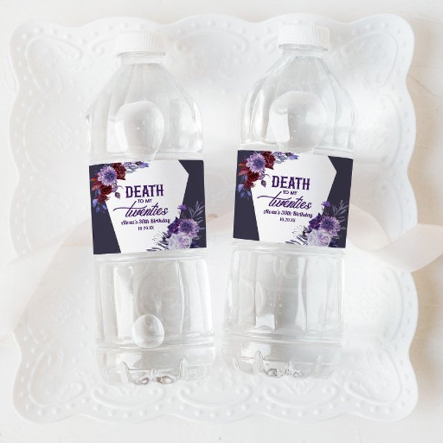 Rótulo De Garrafa De Vinho Morte À Minha Festa Floral aniversário de 30 anos (Criador carregado)