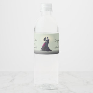 Rótulo De Garrafa De Vinho Namorados Góticos Românticos Casamento Elegante