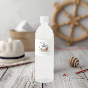 Rótulo De Garrafa De Vinho Navio Pirata com Festa de Crianças Animais