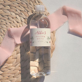 Rótulo De Garrafa De Vinho Nesting Party Strawberries Floral Girl Baby Shower