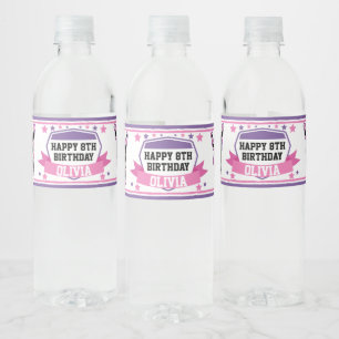 Rótulo De Garrafa De Vinho Ninja Warrior Girl Pink Purple Birthday Bebe
