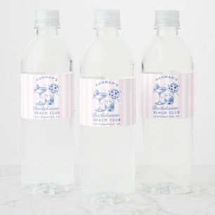 Rótulo De Garrafa De Vinho Noiva Disco Retro Cocktail Azul e Rosa