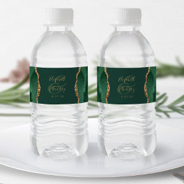 Rótulo De Garrafa De Vinho Noiva Esmeralda Verde Ouro Ágata Casamento