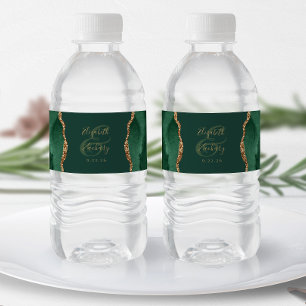 Rótulo De Garrafa De Vinho Noiva Esmeralda Verde Ouro Ágata Casamento