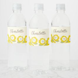 Rótulo De Garrafa De Vinho Nome personalizado mínimo de girassol moderno mini