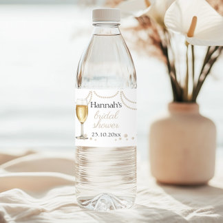 Rótulo De Garrafa De Vinho Obrigada pelo Prosecco elegante Pérolas Chá de Noi
