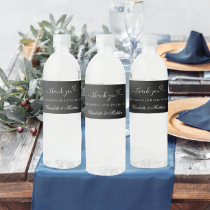 Rótulo De Garrafa De Vinho Obrigado de casamento branco preto