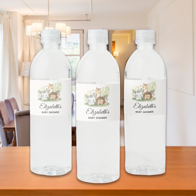Rótulo De Garrafa De Vinho Oh Baby Safari Animals Baby Shower (Criador carregado)