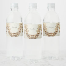 Ornate Gold Flourish Water Bottle Label