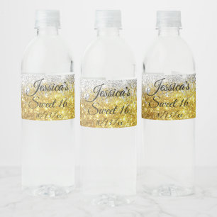 Rótulo De Garrafa De Vinho Ouro & doce Sparkling de prata 16 do brilho