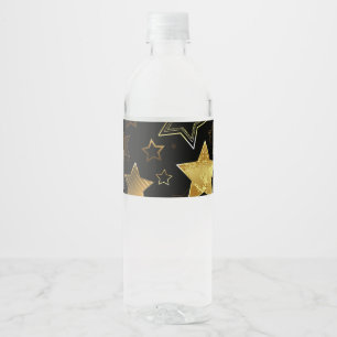 Rótulo De Garrafa De Vinho Padrão contínuo com estrelas douradas