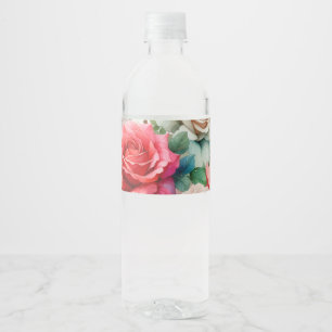 Rótulo De Garrafa De Vinho Padrão de Rosa Caprichosa
