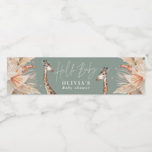 Rótulo De Garrafa De Vinho Pampas botânicas girafa safari verde