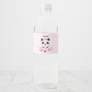 Rótulo De Garrafa De Vinho Panda rosa-branca personalizada