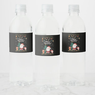Rótulo De Garrafa De Vinho Papais noeis engraçados, Snowman, Reindeer Feliz