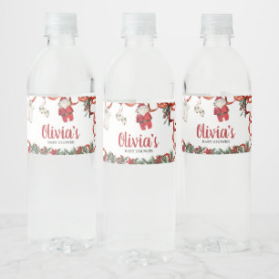 Rótulo De Garrafa De Vinho Papais noeis vermelhos Chá de fraldas de Natal