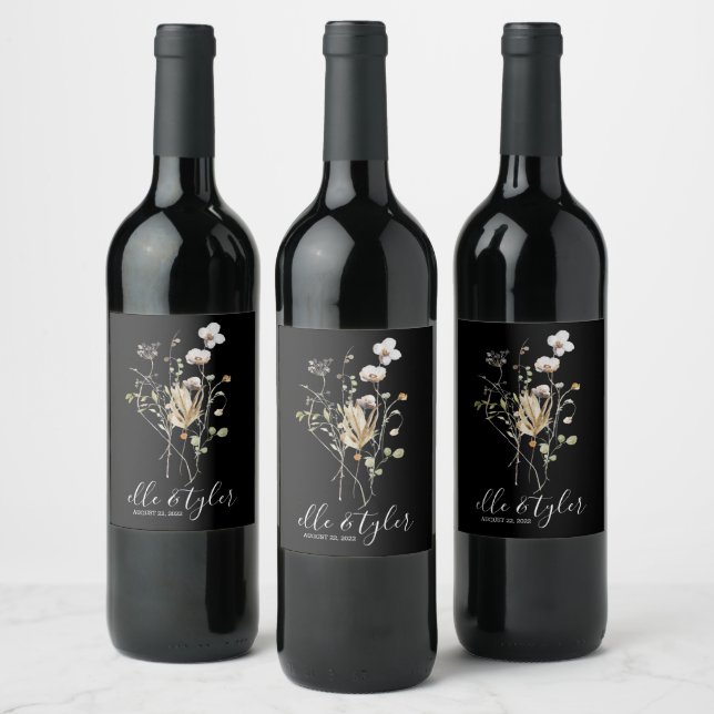 Rótulo de Garrafa de Vinho para Casamento de Flore (Garrafas)