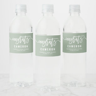 Rótulo De Garrafa De Vinho Parabéns Calliografia Sage Graduação Verde