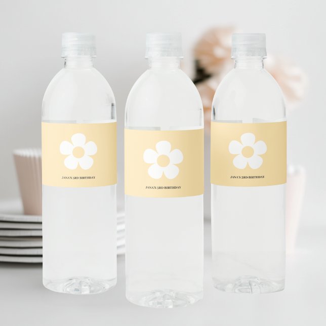 Rótulo De Garrafa De Vinho Paraíso Amarelo | Partido Floral Elegante (Criador carregado)