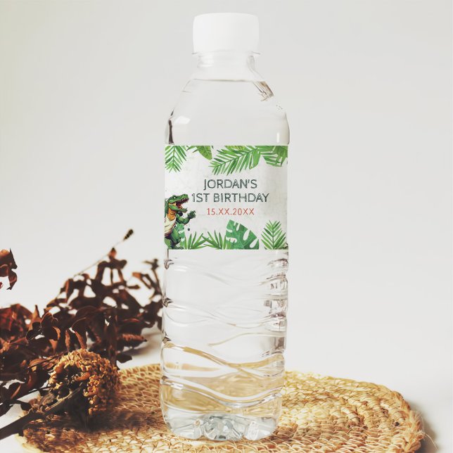 Rótulo De Garrafa De Vinho Partido primeiro aniversario Dinossauro (Criador carregado)