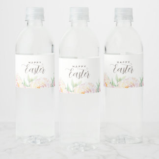 Rótulo De Garrafa De Vinho Páscoa Simples de Flores Elegantes Personalizada