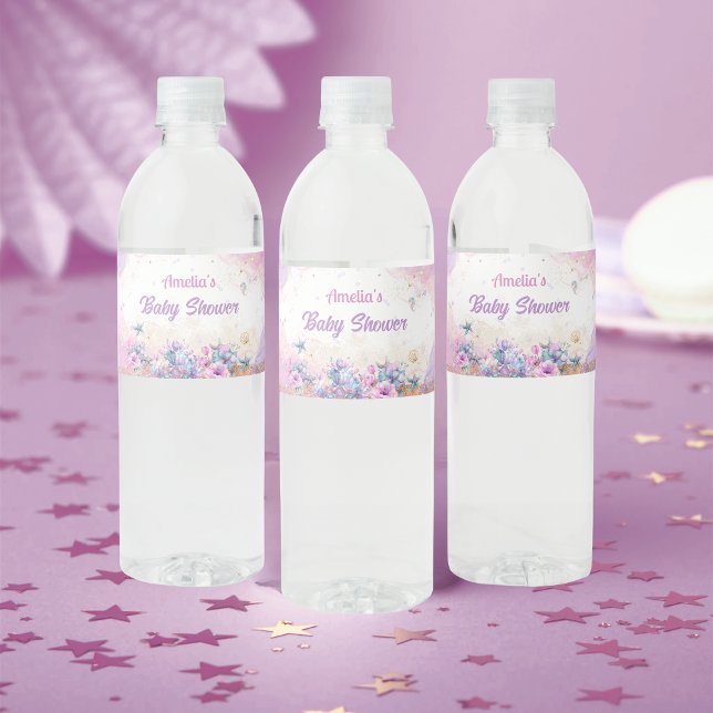 Rótulo De Garrafa De Vinho Pastel Ocean Mermaid Tail Girl (Criador carregado)