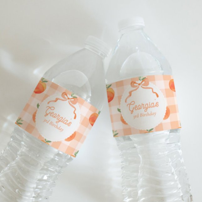 Rótulo De Garrafa De Vinho Peach Birthday Water Bottle Labels (Criador carregado)