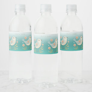 Rótulo De Garrafa De Vinho Pequeno Bordado Floral de Pássaro Verde