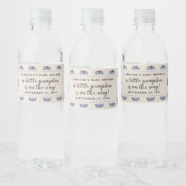 Rótulo De Garrafa De Vinho Pequeno Chá Azul Pumpkin Baby Boy