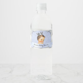 Rótulo De Garrafa De Vinho Pequeno Príncipe Real Bebê Menino Diamantes Azul