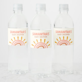 Rótulo De Garrafa De Vinho Pequeno Raio Sol Chá de fraldas Sol de Boho