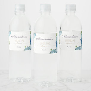 Rótulo De Garrafa De Vinho Personalizar Hydrangeas Azuis do Chá de panela