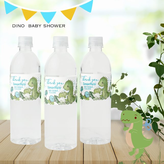 Rótulo De Garrafa De Vinho Personalized Dinosaur Baby Shower  (Personalized Dinosaur Baby Shower Water Bottle Label )
