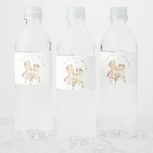 Rótulo De Garrafa De Vinho Pés de Bebê Fofo Rosa Beijo Floral Menina Chá de B