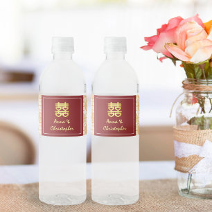 Rótulo De Garrafa De Vinho Pharanakan auspicioso do casamento chinês tradicio