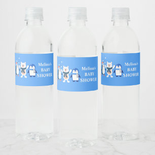 Rótulo De Garrafa De Vinho Pinguins de urso polar da Maravilha Blue Winter