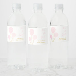 Rótulo De Garrafa De Vinho Pink Balloons Girl Baby Shower