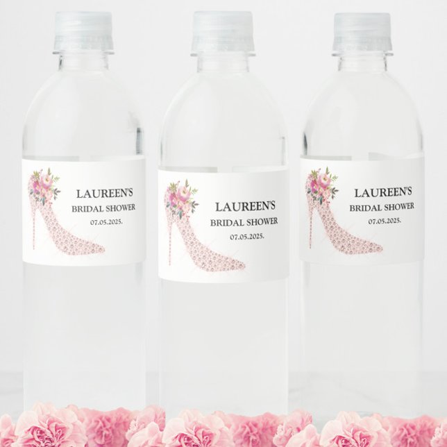 Rótulo De Garrafa De Vinho Pink High Heels Bridal Shower (Criador carregado)