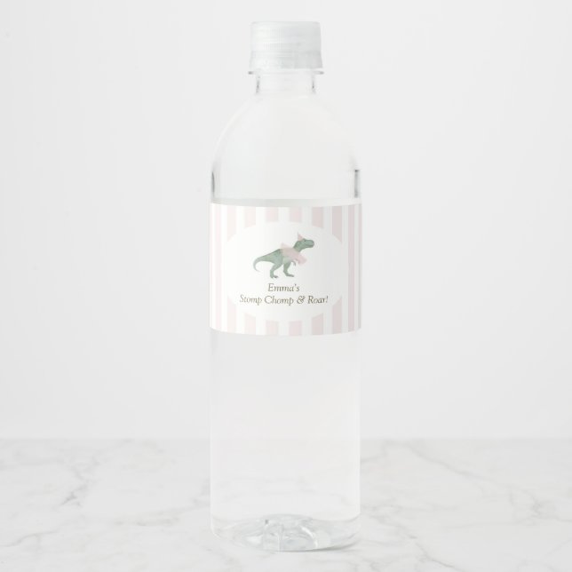 Rótulo De Garrafa De Vinho Pink T Rex Tutu Girl Birthday Water Bottle Labels (Frente)