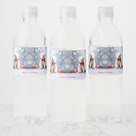 Rótulo De Garrafa De Vinho Polar Bear Christmas Holiday Water Bottle Label
