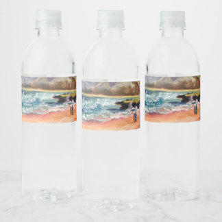 Rótulo De Garrafa De Vinho Presente de Beachy Wedding Water Bottle