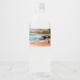 Rótulo De Garrafa De Vinho Presente de Beachy Wedding Water Bottle