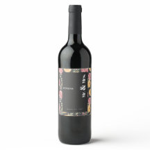 Rótulo de garrafa de vinho preto para casamentos